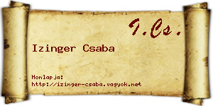 Izinger Csaba névjegykártya